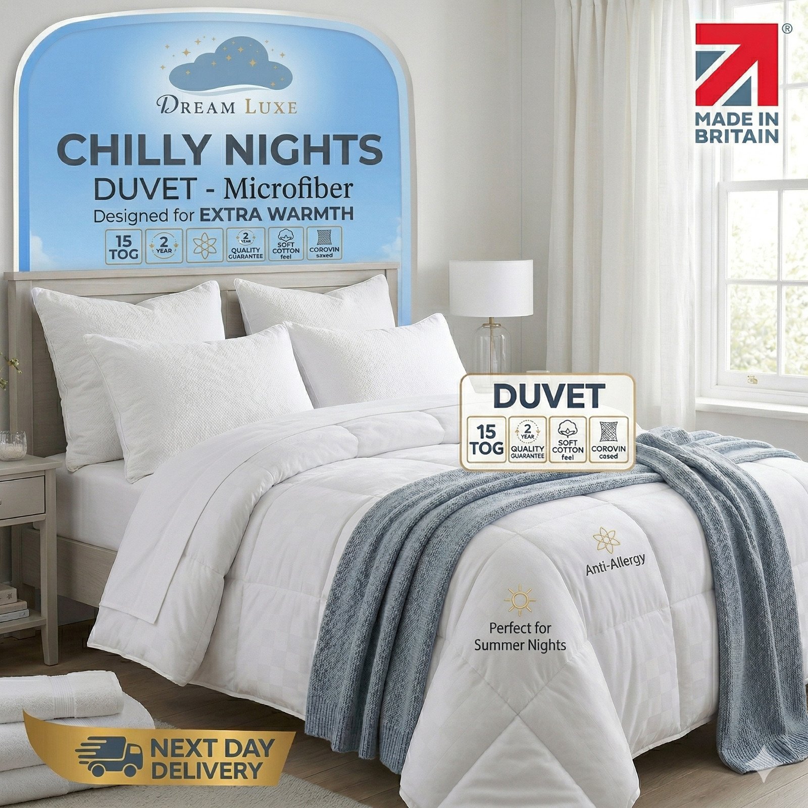 Dream Luxe Luxury Microfiber Duvet Quilt Soft Chilly Nights Extra Warm Bedding