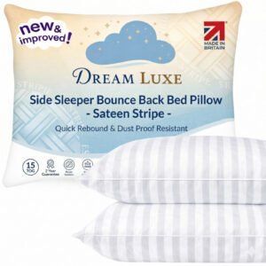 Dream Luxe Sateen Stripe Pillows Side Sleeper Hotel Quality Bed Pillows
