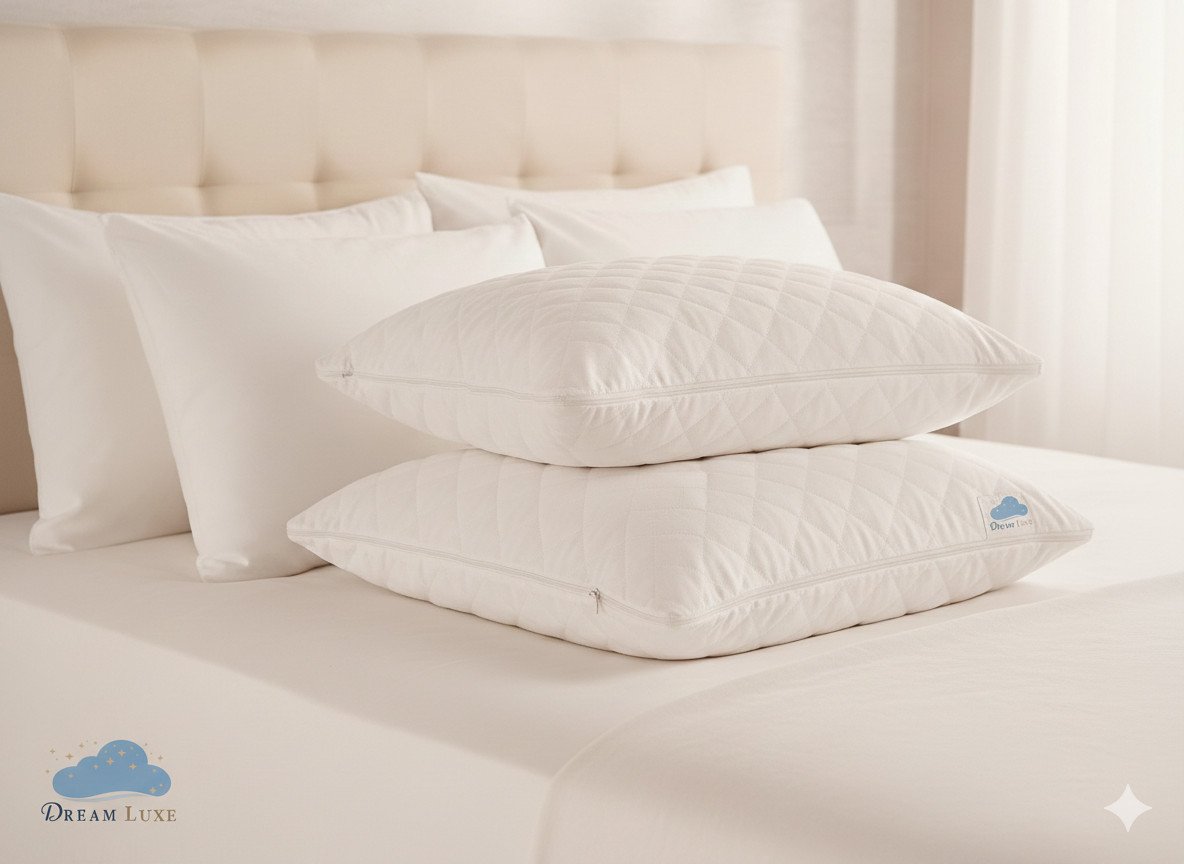 Dream Luxe Waterproof Quilted Pillow Protectors Soft White Zipped Covers