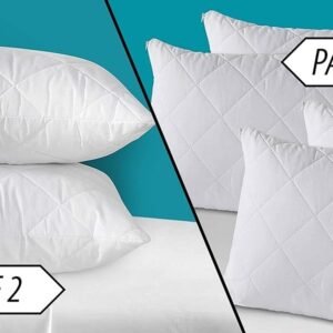 Quilted Pillow Protectors Zipped Anti Dust Mite Pillowcase Covers (Pack of 2, 4)